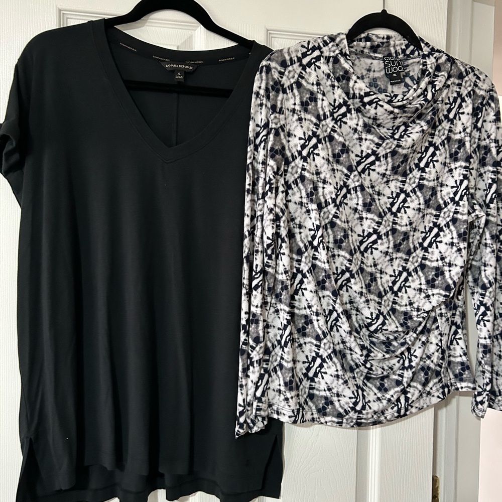 Banana Republic Black V-Neck Blouse and other tops